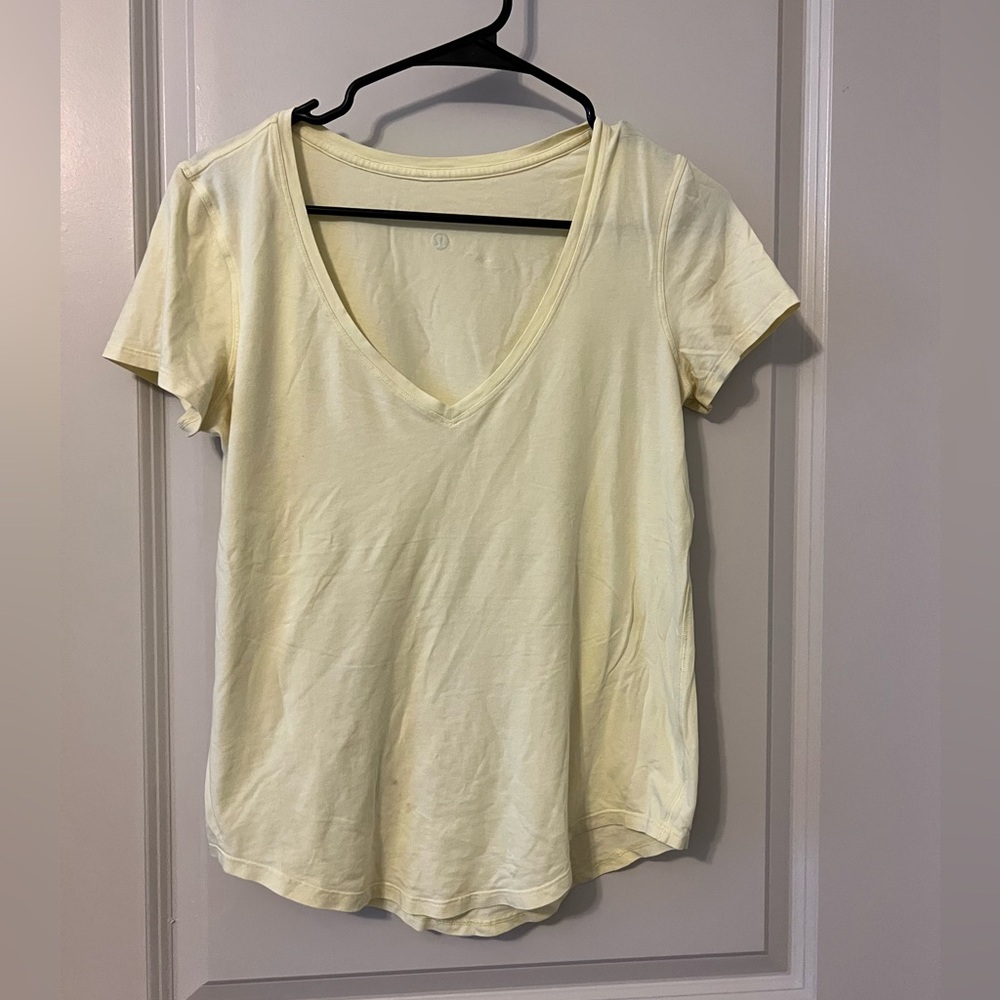 Lululemon V-neck yellow T-shirt